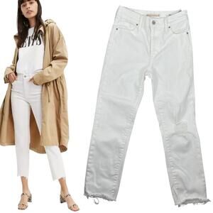 Levi's 724 High Rise Slim Straight Cropped Jeans White Size 26